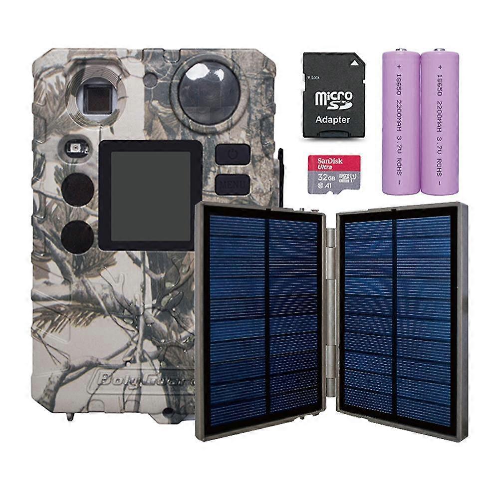 Solar Panel Night Vision Low Glow 100ft 0.7s Hunting Trail Game Cameras TF Card Batteries All Included Wild Cameras