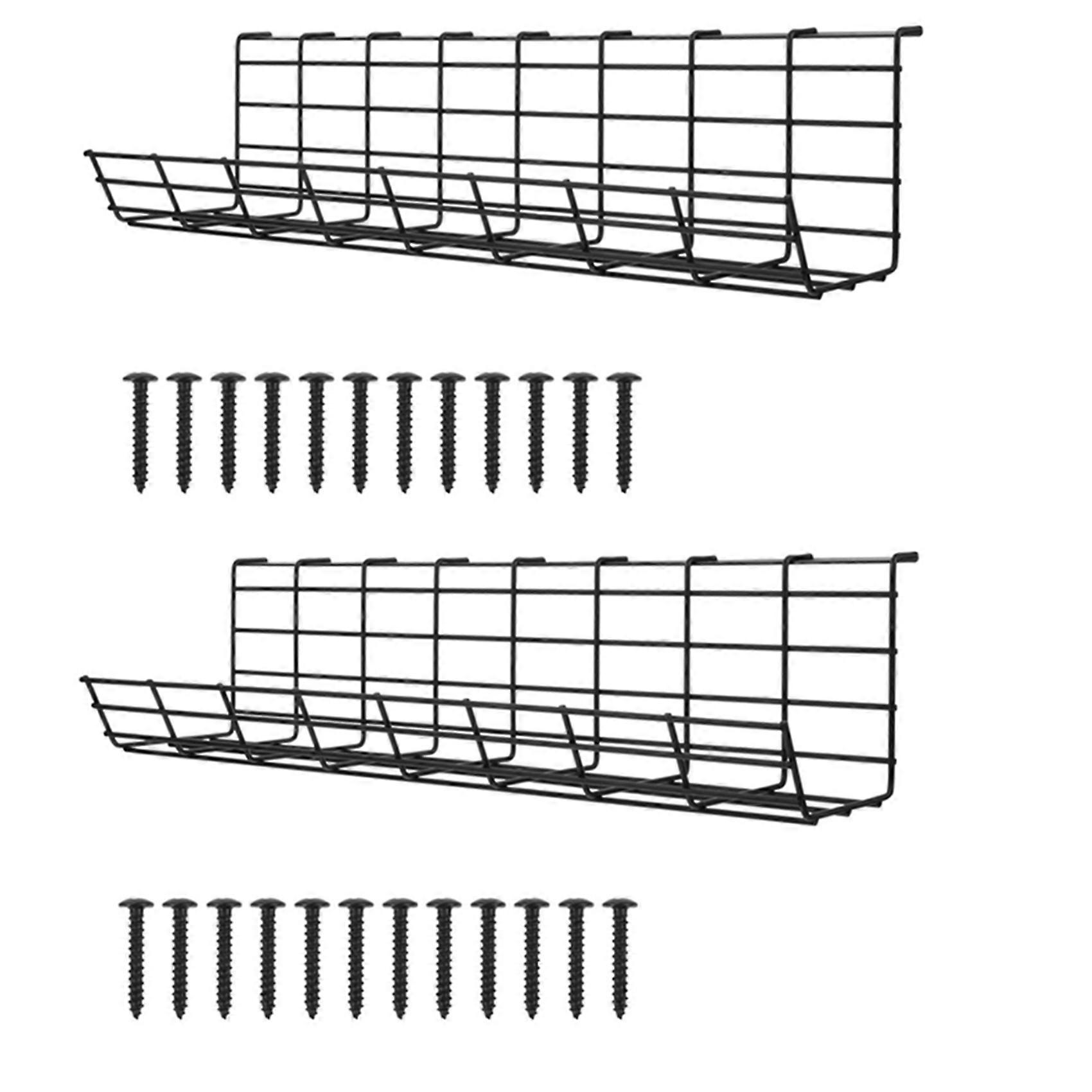 2X Under Desk Cable Management Tray Wire Cord Power Strip Adapter Organizer Cable Tray to Hide Cabl