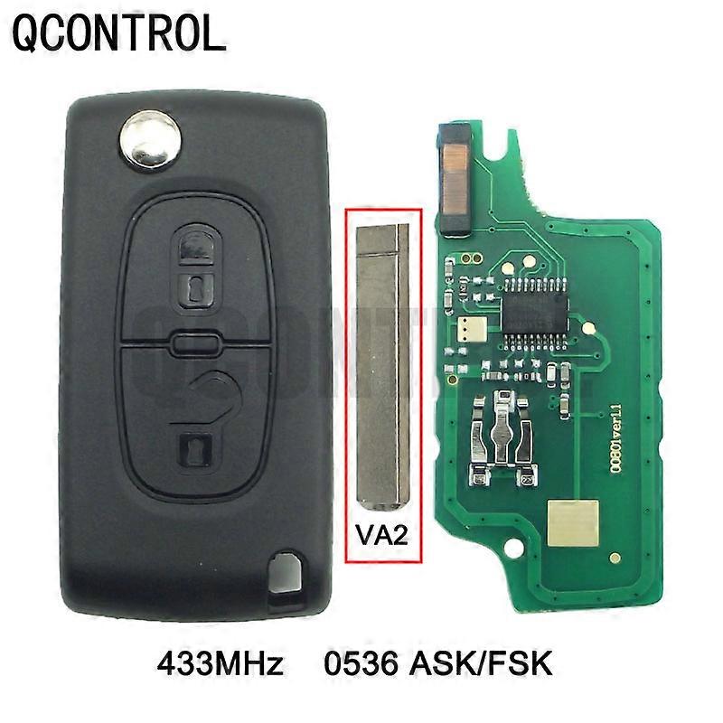 QCONTROL Car Remote Key 433MHz Fits for CITROEN C2 C3 C4 C5 Berlingo Picasso ID46 (CE0536 ASK/FSK, 2 Buttons VA2)