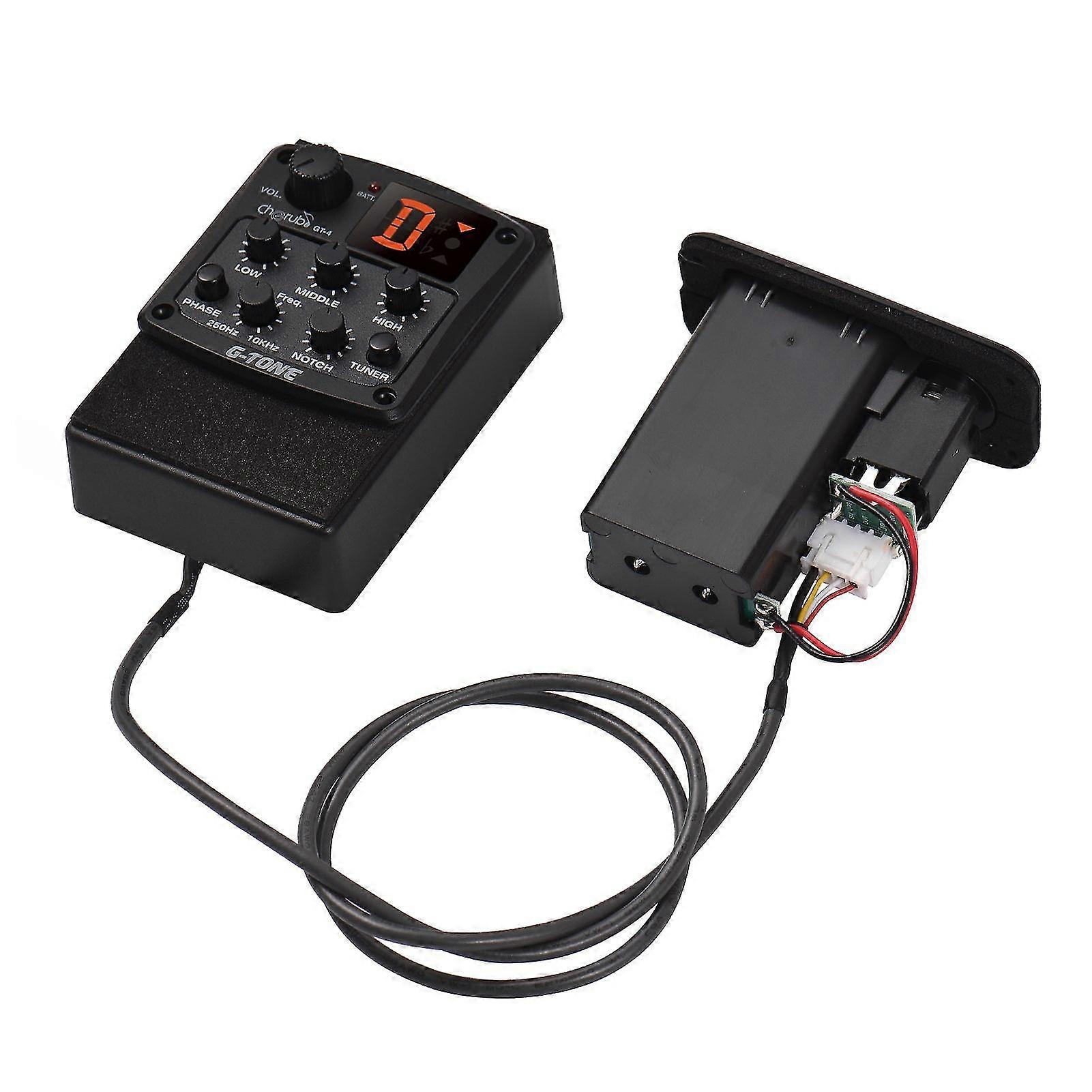 Cherub Gt-4 G-t 3- Eq Equalizer Acoic Guitar Preamp Piezo Pickup Led Tuner And Volume (vol)