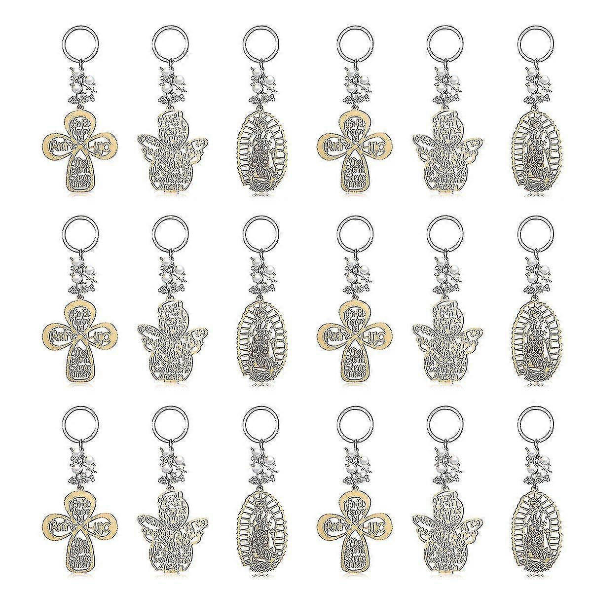 18pcs Wooden Keychain Keyring Compatible With Baptism Christening Communion