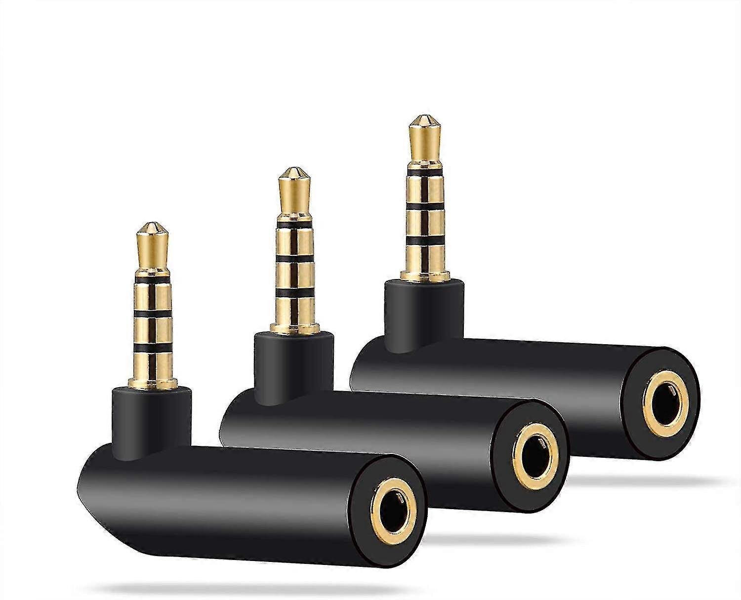 3.5mm Audio Adapter, Right Angle Headphone Adapter(3pcs,black