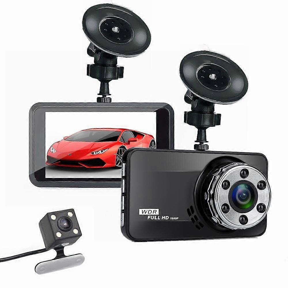 FHD Car Cameras DVR Recorder 2 Channel Monitor Voice Video Recorder Auto Dash Cam Dashcam 1080P with Vehicle Rearview Camera