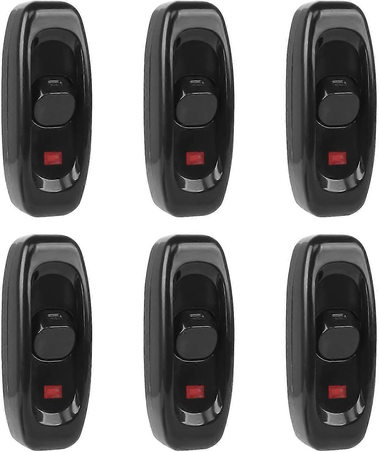 6pcs Lamp Switch, Toggle Switch 250v 10a Line Cord Rocker Switch Intermediate Switch With Led Indicator Light (black)