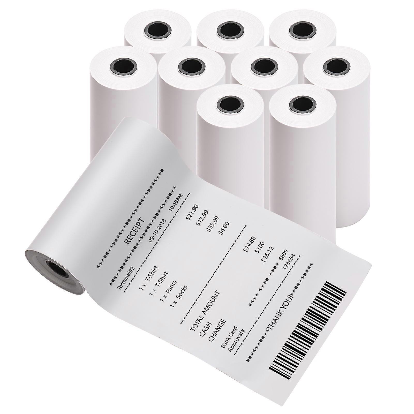 10 Rolls White Direct Thermal Printing Paper 76x30mm Non-Adhesive Printer Paper BPA-Free Waterproof Oil-proof Friction-proof for Portable Pocket Mobil