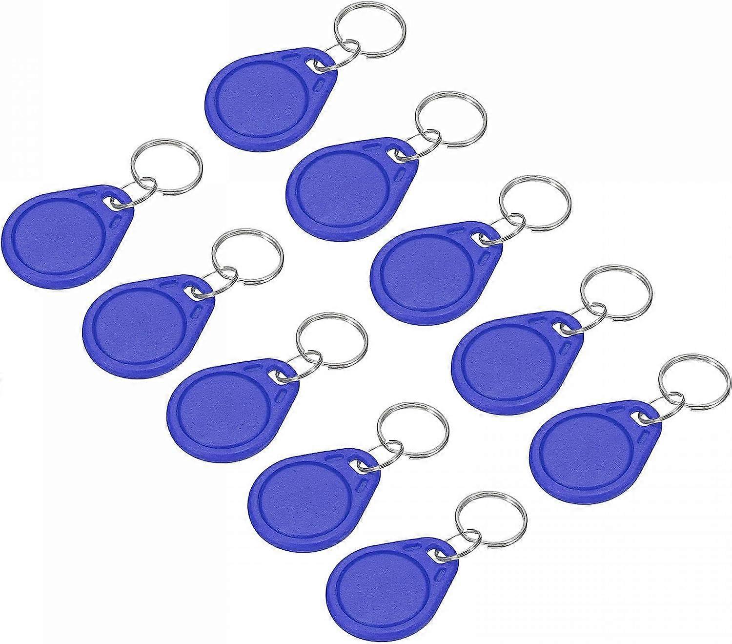 10 X Cuid Keychain Rfid 13.56MHz Rewritable Proximity IC Card Contactless Smart Token Tag for Entry Access Control System Blue