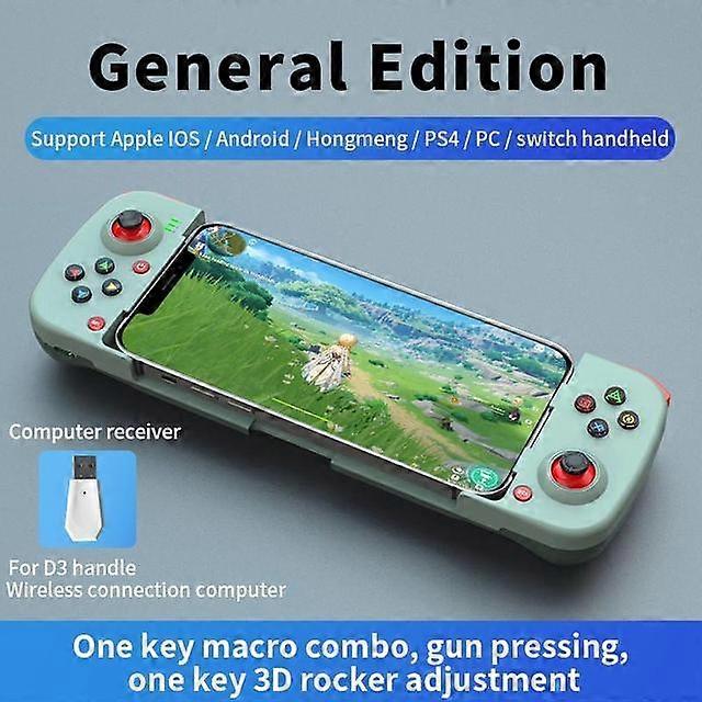 2 in 1 Wireless Mobile Gaming Controller Type C Cooling Phone Game Controller Dual Joystick 300mAh for IPhone/Android Phone