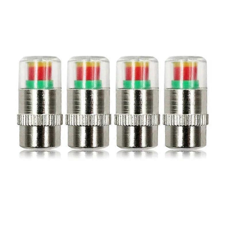4pcs 2.4 Bar Car Tire Pressure Guage Cap Sensor Indicator Alert Monitoring Tool Tyre Cap Indicator Alert Air Pressure Gauge