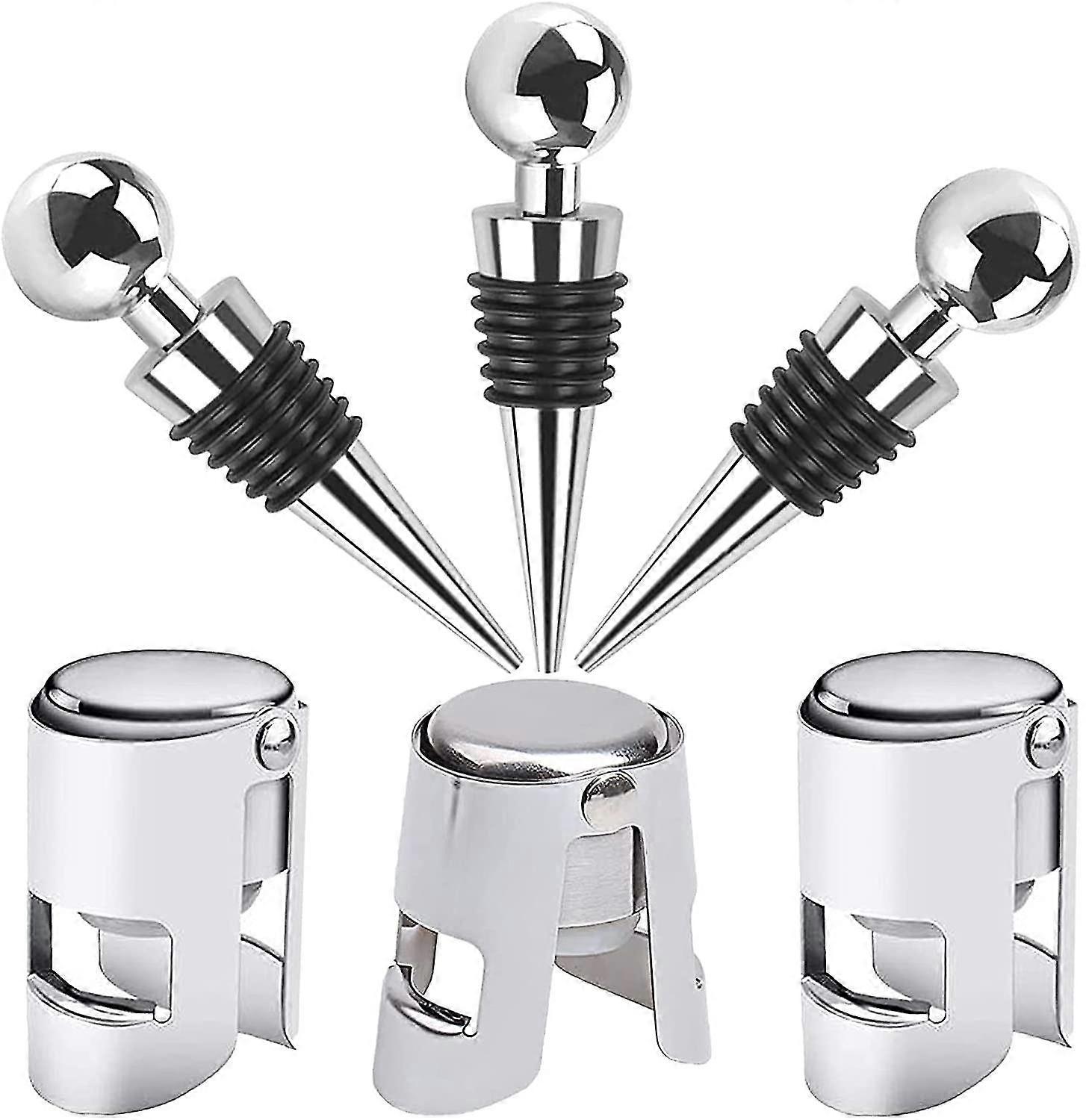 6 stk Vinprop Champagneprop Rustfrit stål Vinpropper