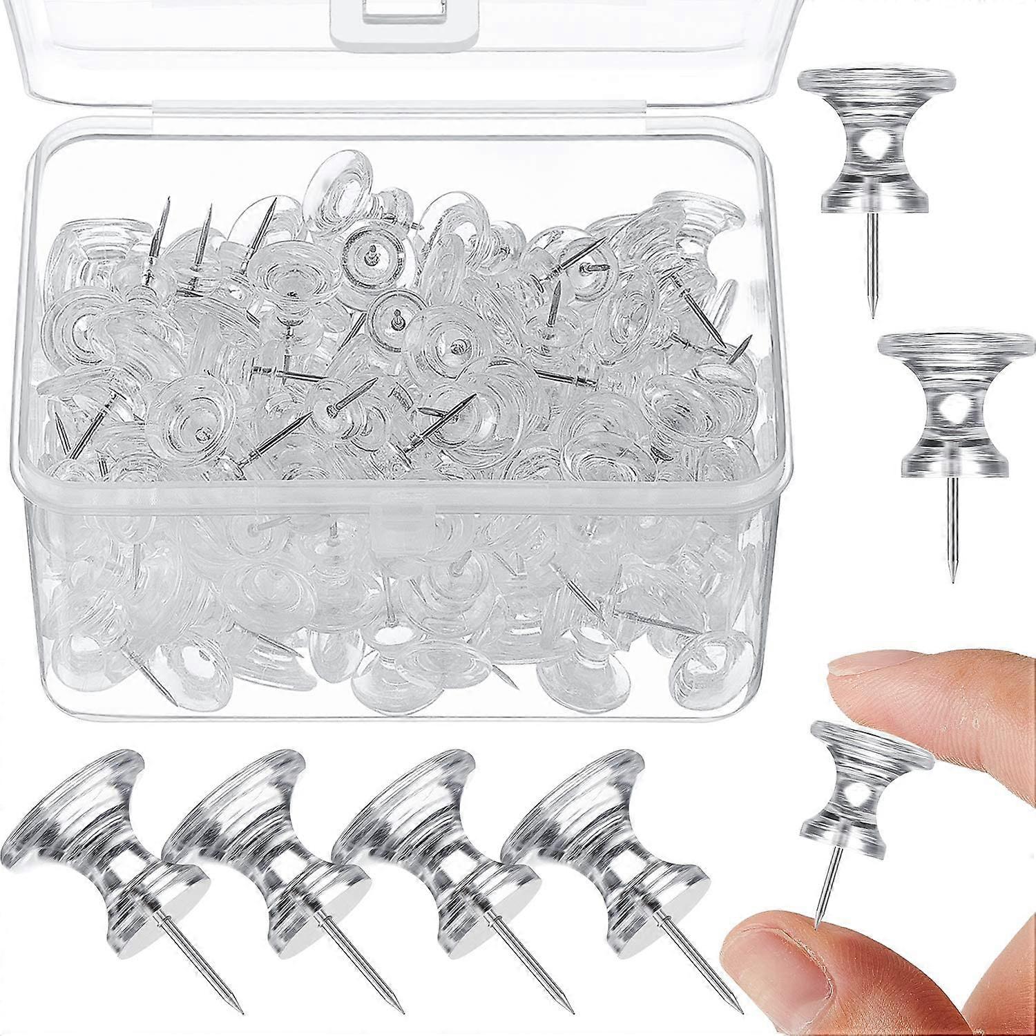 100 stykker Jumbo gigantiske store trykkpinner 1 tommers standard tommelstifter stålspiss og plasthode trykpinner for korkbrett (klar)