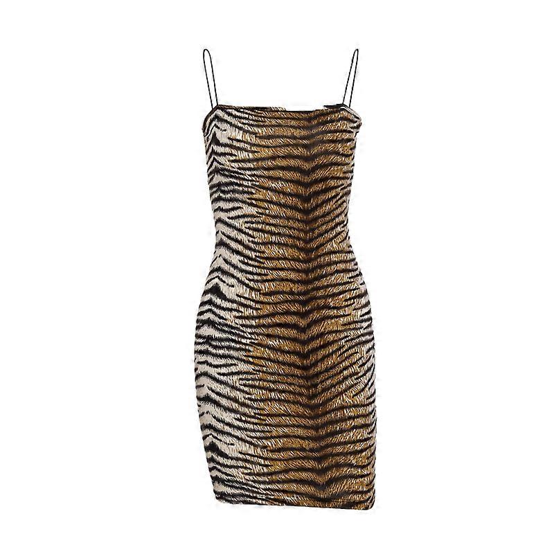 Women's Sexy Sleeveless Leopard Print Tiger Print Strappy Bodycon Dress
