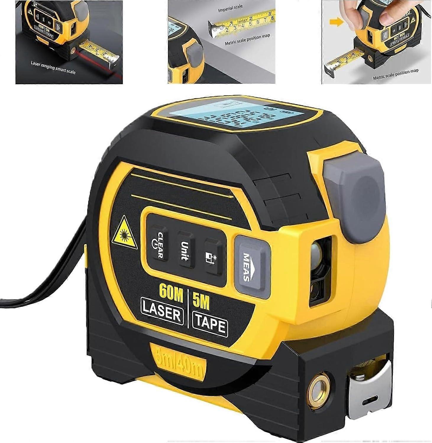 40/60M Measurin Sight 3-en-1 Laser Infrarouge Ruban Mesuring, Ruban À Mesurer Électronique Portable