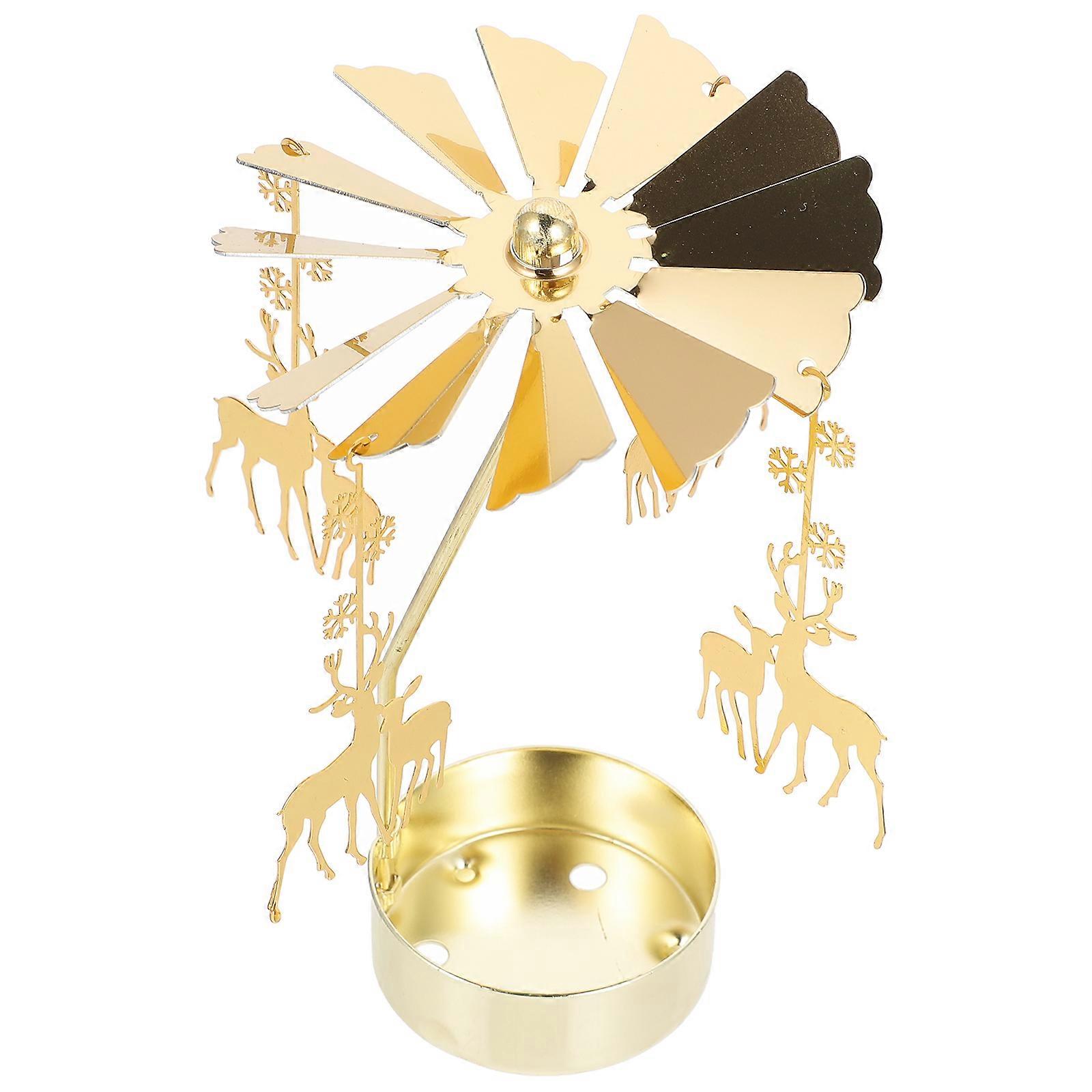 Metal Holder Deer Rotating Candlestick Christmas Rotating Candlestick Elk Rotating Candlestick Rotary Candle Holder