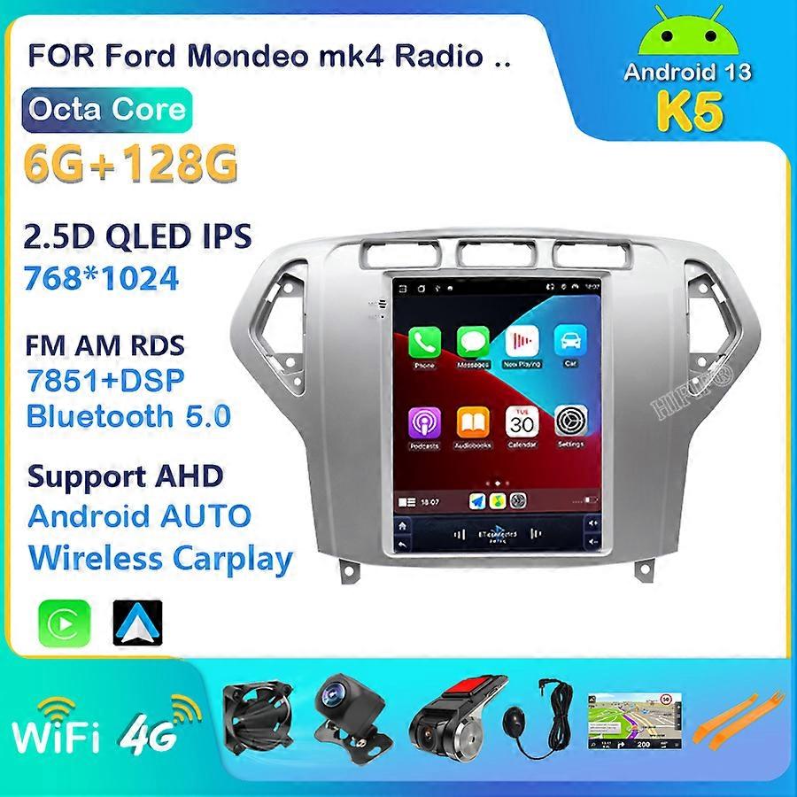 Android 13 Autoradio für Ford Mondeo mk4 Galaxy A/C 2007-2010 Multimedia Video 2Din 10,4" 4G WIFI GPS Carplay Navigation DSP