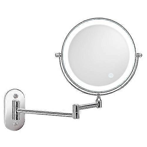 8 Inch Wall-mounted Double-sided Makeup Mirror Led Three-tone Light Bathroom Mirror