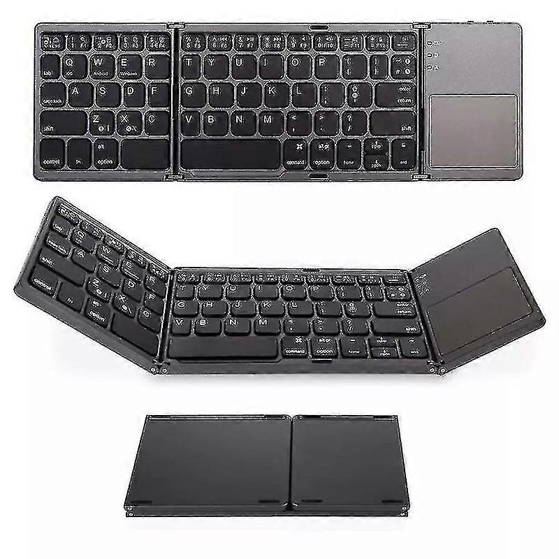 Three-fold Bluetooth Keyboard, Bluetooth Portable Mini Wireless Keyboard With Touchpad Mouse For Android, Windows, Pc, Tablet XH
