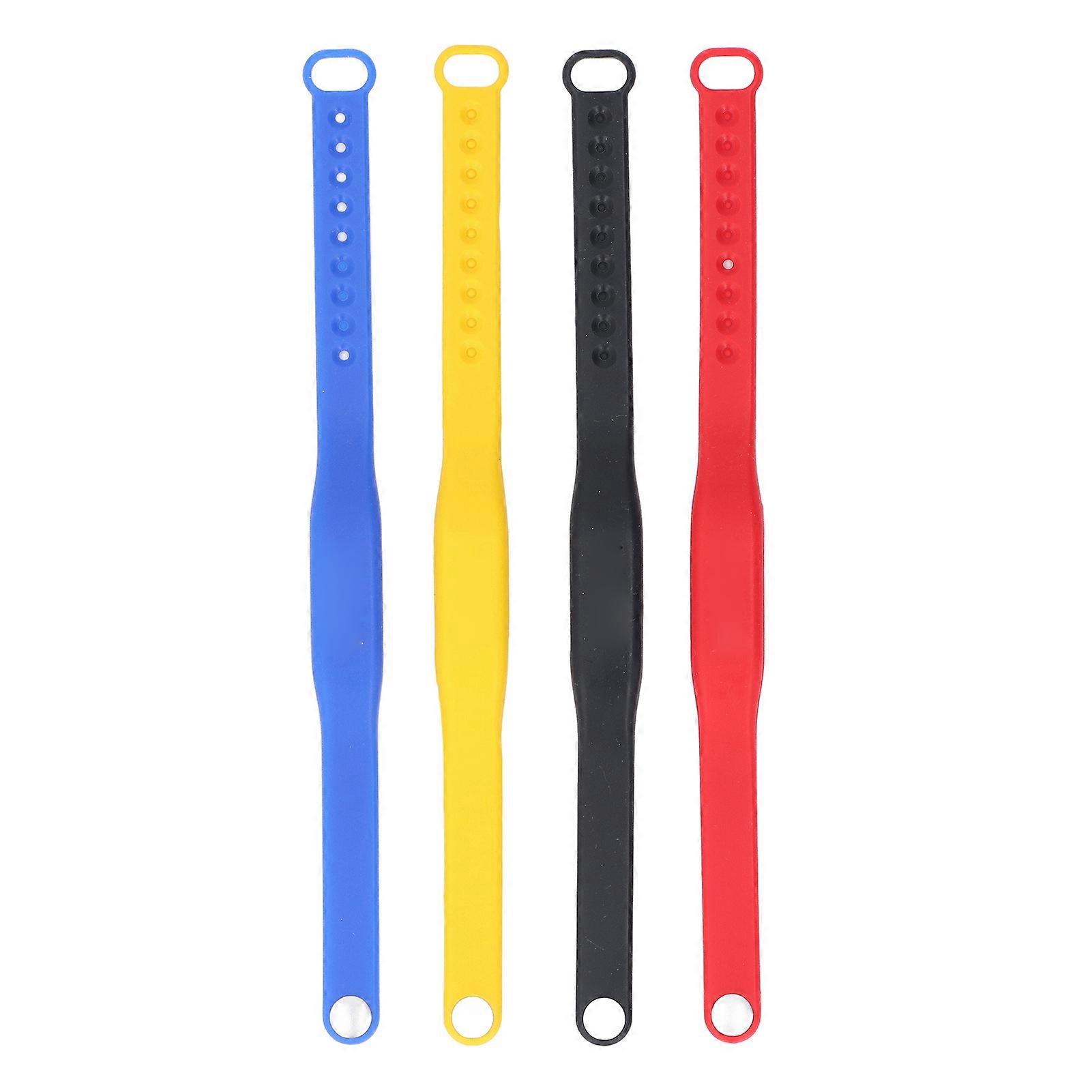 Lot de 4 bracelets NFC résistants à l'eau en silicone coloré, réinscriptibles, pour contrôle d'accès, pour piscine, sauna, hôtel