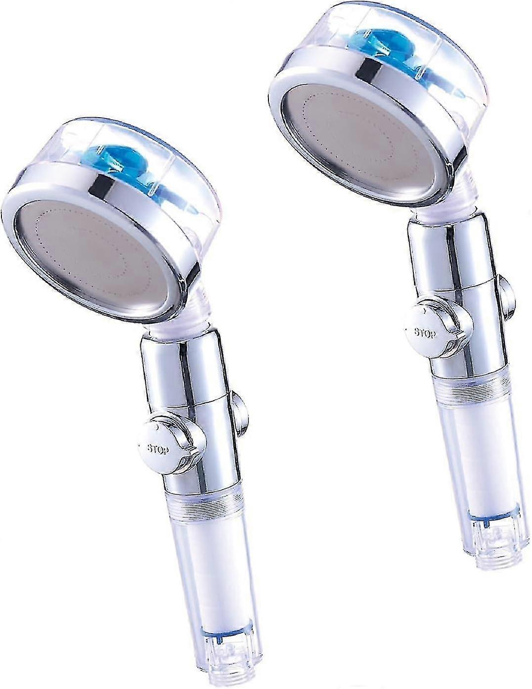 Eco-tornado Blue - Double Pack - Water-saving & Pressure-increasing Shower Head - 360 Rotating Hand Shower - Shower Head With Anti-limescale Function