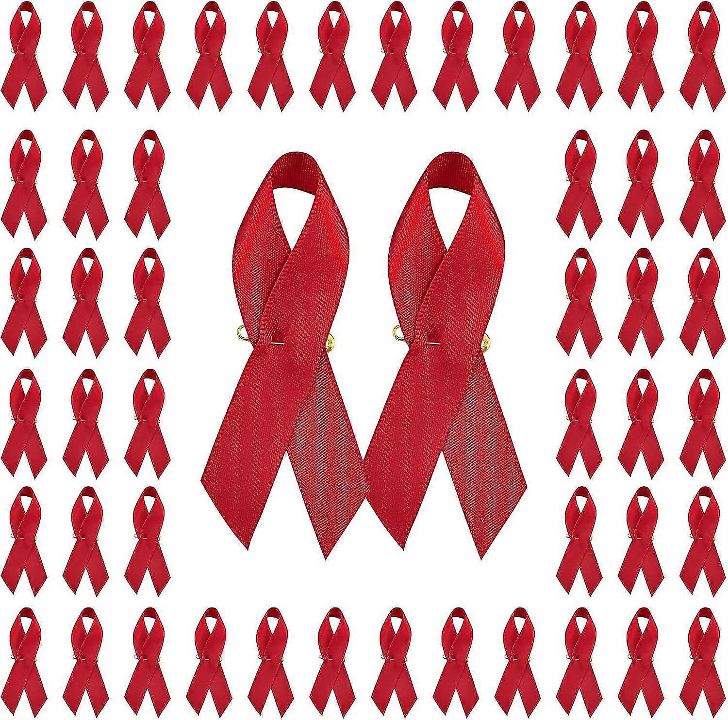 Confezione da 200 spille a forma di fiocco Spilla per sensibilizzazione sul cancro al seno per le donne Rosso