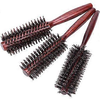 3 Pcs Boar Bristle Round Brush Wooden Handle Antistatic Hair Straightening And Curling Brush