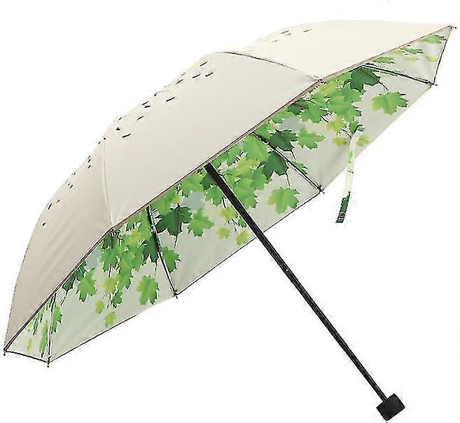 Maple Leaf Double Layer Sun Umbrella Arched Three Fold Double Sided Pattern Uv Resistant