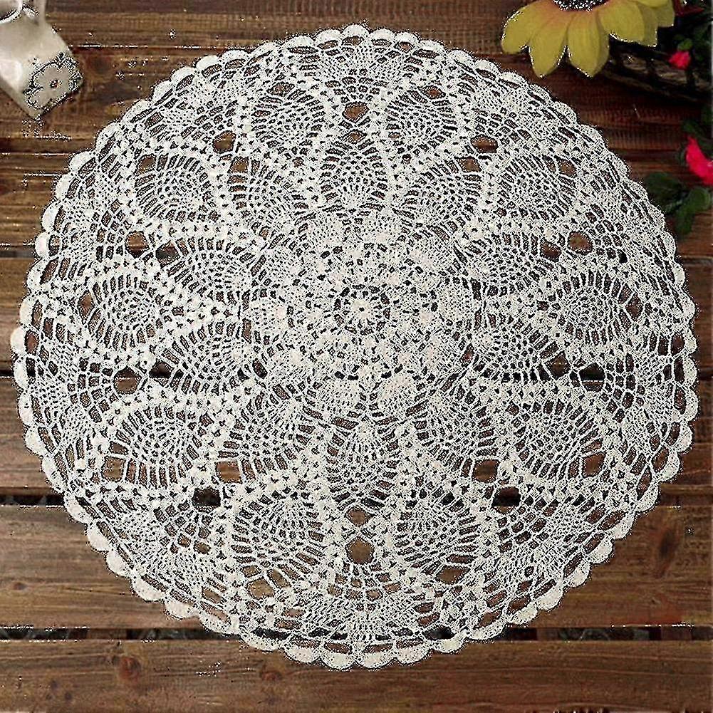 60 cm Pamuk El Tığ İşi Yuvarlak Dantel Hollow Out Masa Örtüsü Masa Örtüsü Örtüsü Hızla - JA