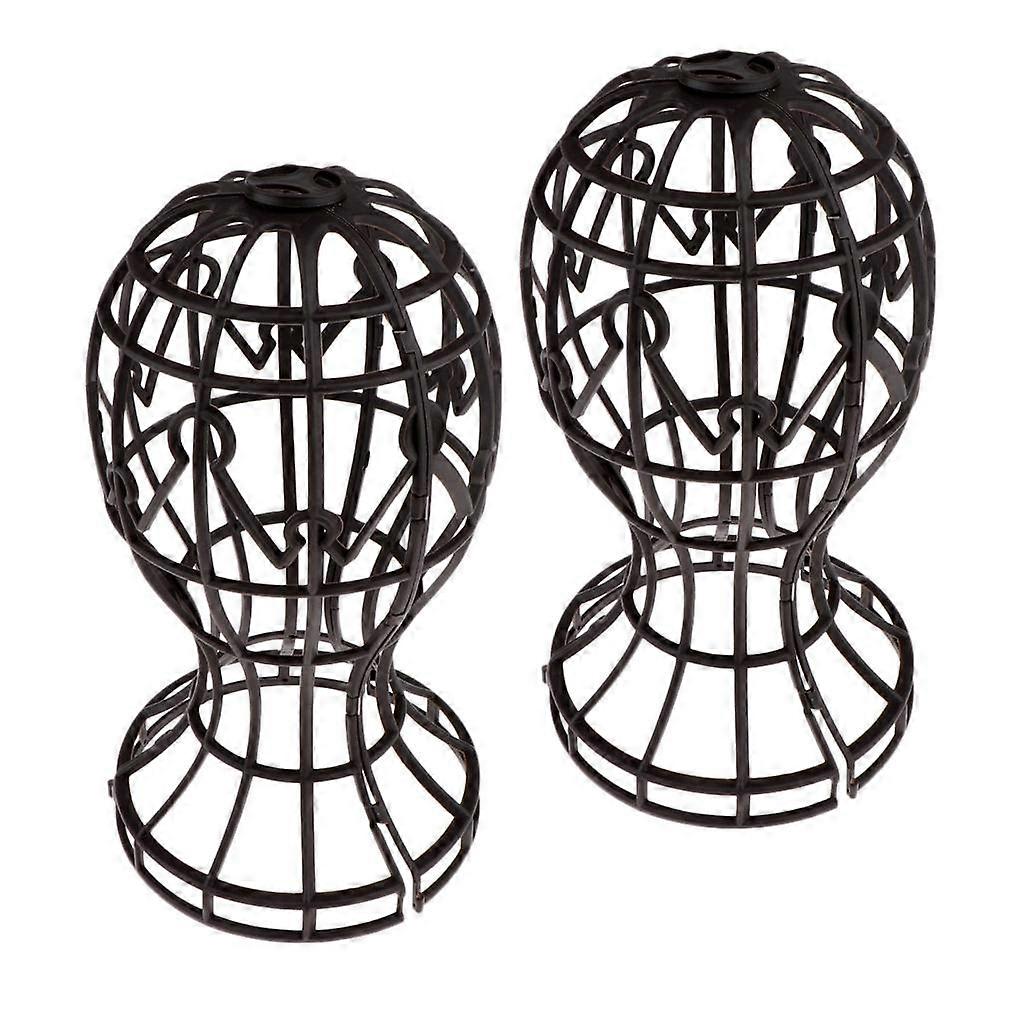 Folding Wig Holder Wig Drying Stand Wig Accessory Hat Display Rack Brown 2x