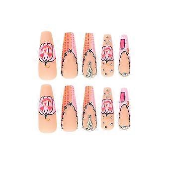 Roze Tips Oranje Valse Nagels Duurzame Nooit Splijtende Valse Nagelslijm Modellen