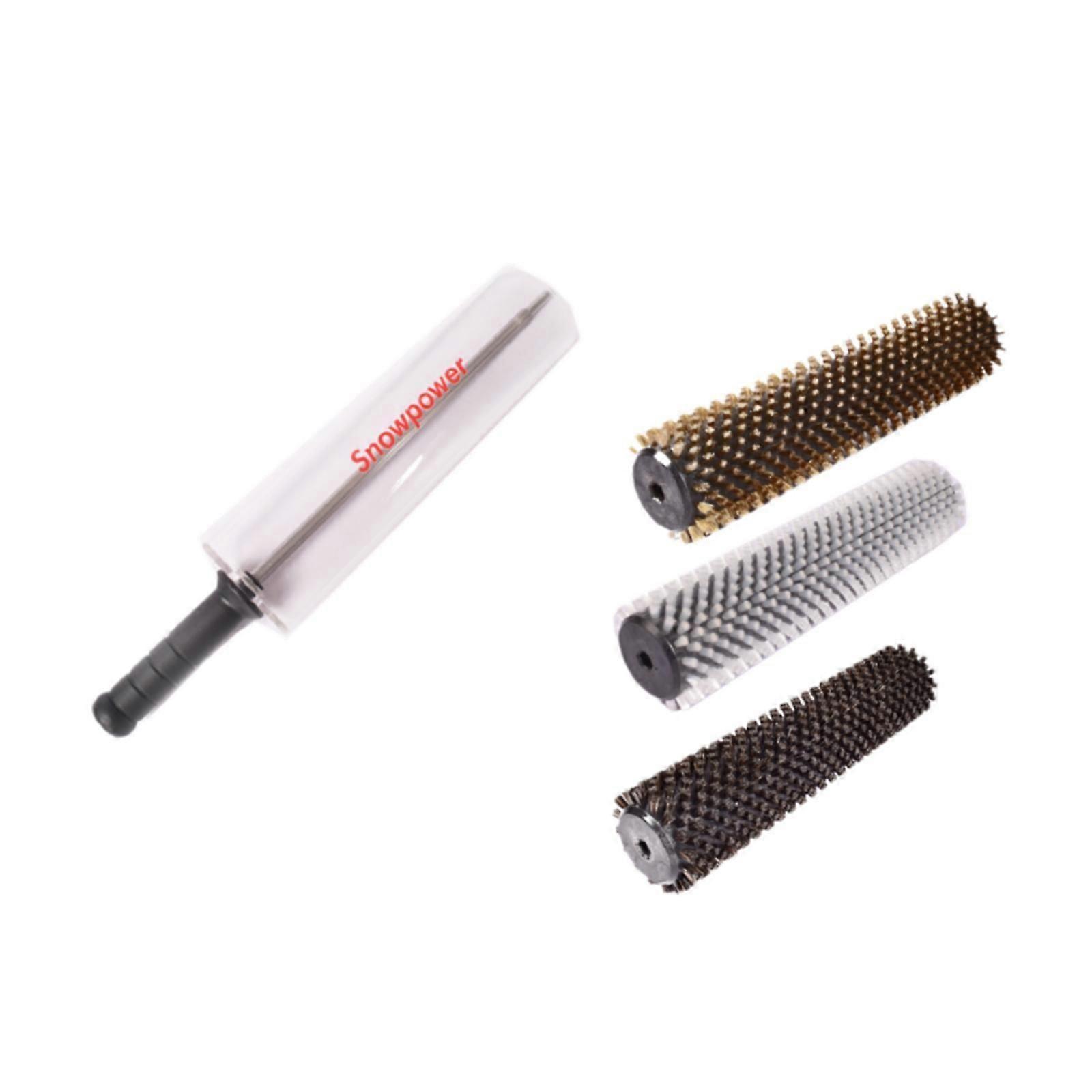 3Pcs Ski Wax Brushes Kit Efficient Transparent Cover with Shaft Handle Cover