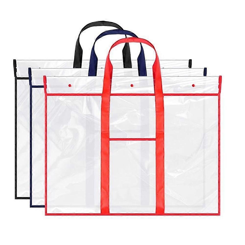 3 Pack Large Poster Storage Bag Bulletin Board Holder Art PVC Folder with Pocket Transparent Art Po