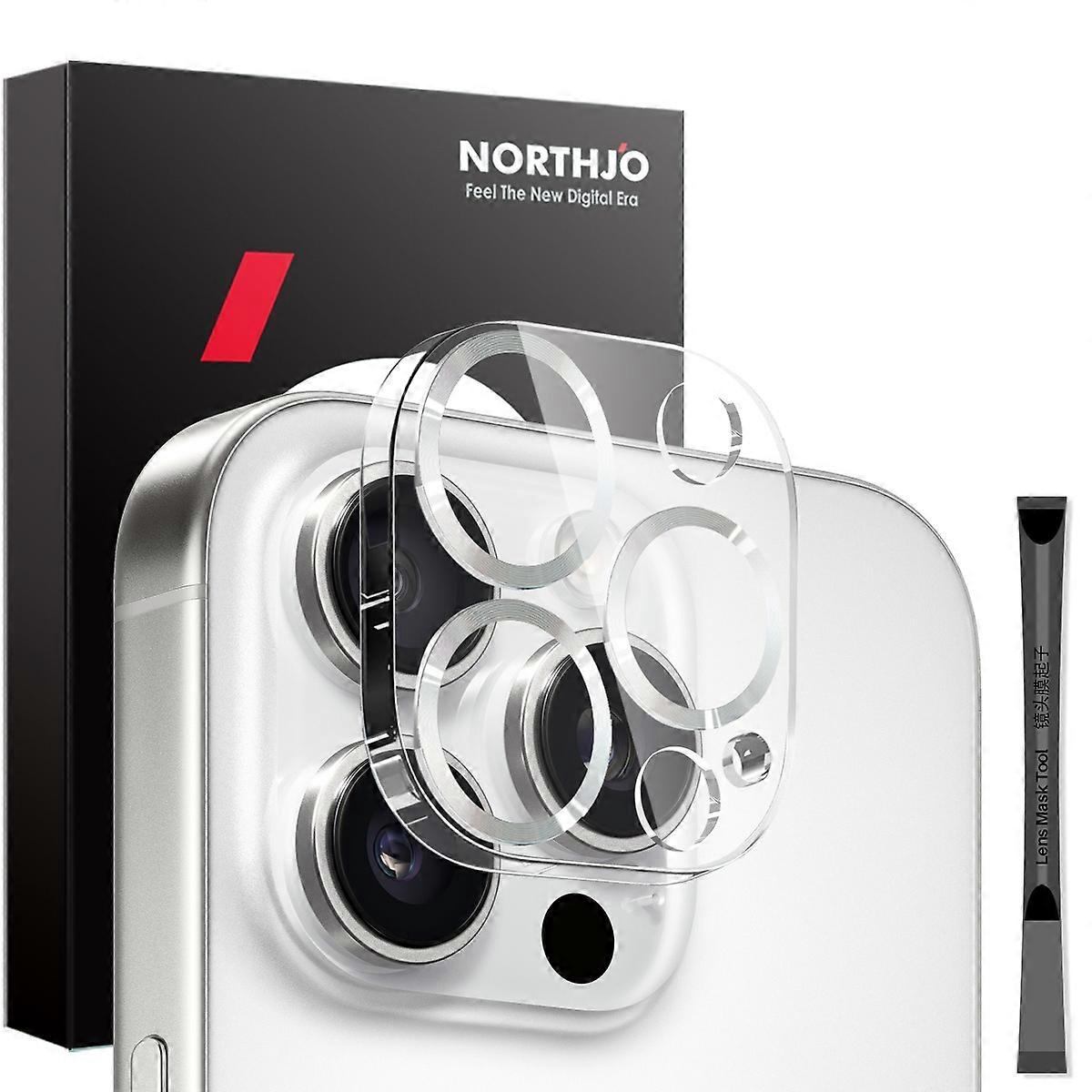 Type F NORTHJO For iPhone 16 Pro/16 Pro Maxa Lens Protector 3D CD Veins Integrated Clear