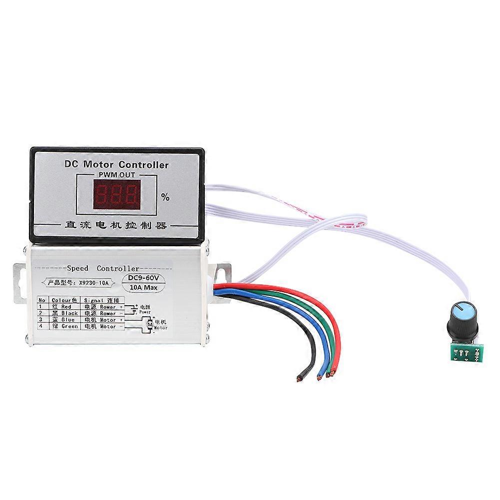 Digital Display DC9-60V PWM Brush Motor Speed Controller Stepless Variable Speed Regulator 10A