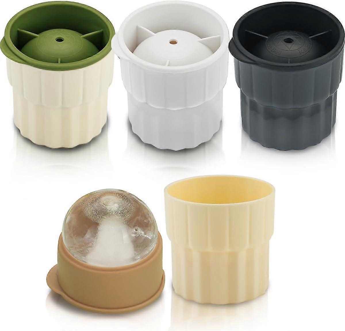 Ice Molds Set 4 Pack, 2inch Plastics Round Ice Cube Mold, Ice Ball Maker Mold, Stackable Puck Maker, Easy Release, Mixing Colours