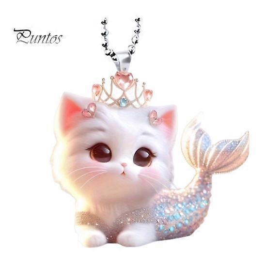 Cat Christmas Ornament Acrylic Hanging Decoration Car Mirror Charm Cute Kitty Car Accessories for Tree Bag Keychain