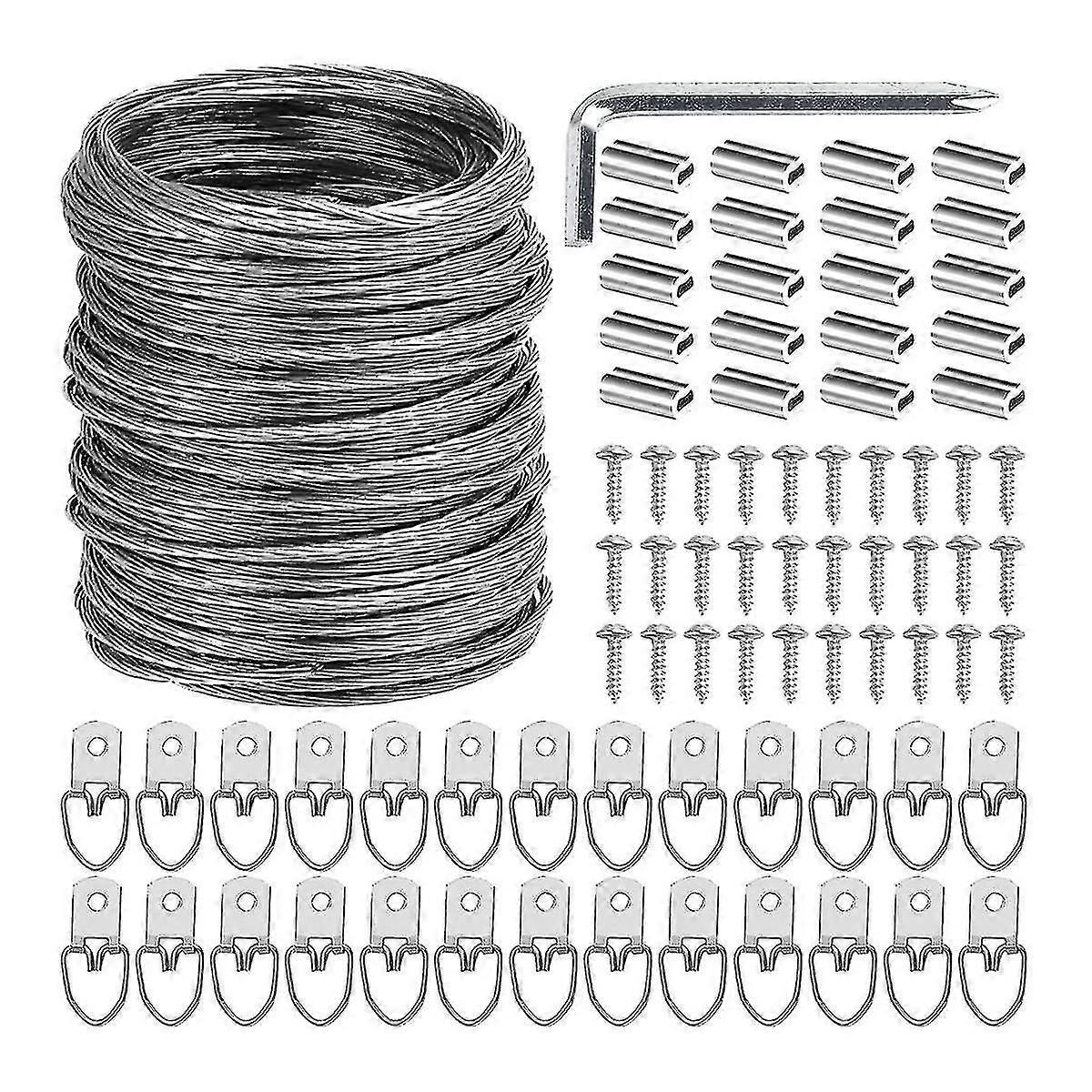 100 Pcs Picture Hanging Wire Kit, 100 Feet Heavy Duty Wire Image Hanging pour Photo Mirror Frame A