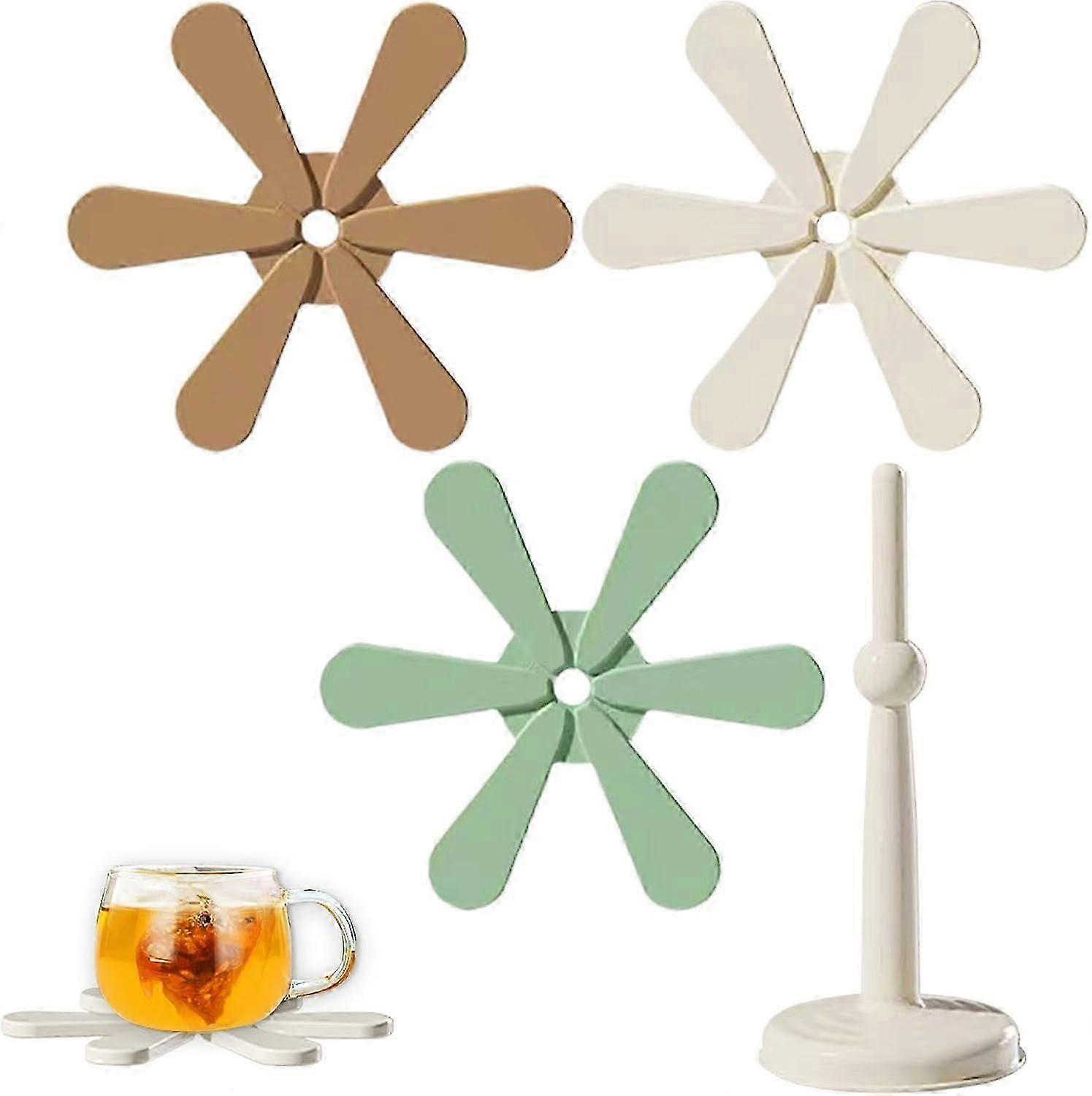 Tree Shape Table Insulation Mat Set, Silicone Trivet Set Place Mats, Teapots