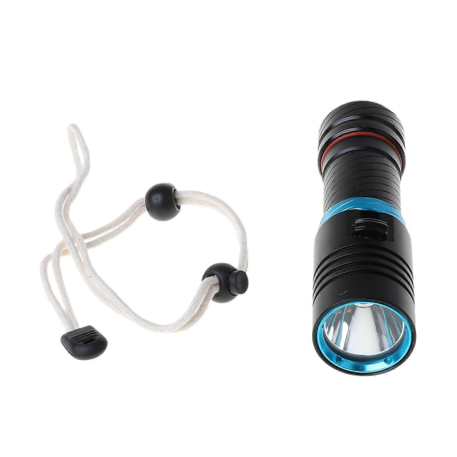 Portable Led Diving Flashlight Electric Torch Underwater Waterproof Dive Lantern Light Lamp Outdoor Activities(Black)