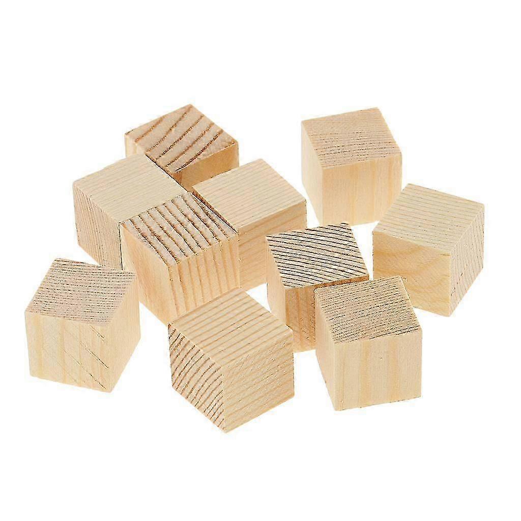 3x 10 Pieces 20mm Natural Wood Blocks Unfinished Wooden Cubes For Hobbies Model Making Craft