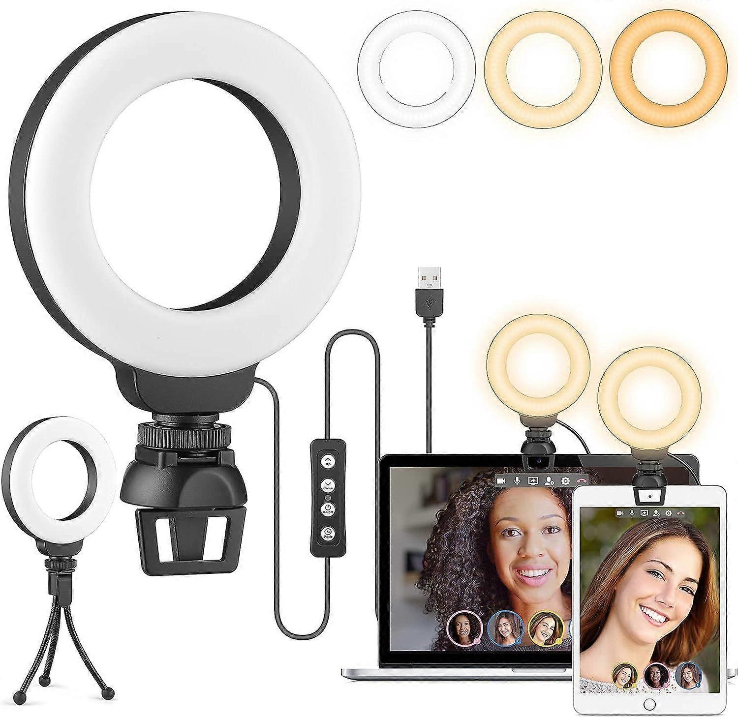 4" ring light, suitable for laptops with bracket (not including mobile phones, computers)