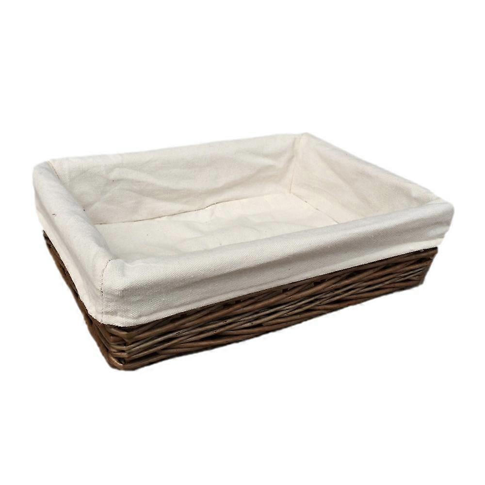Lined Antique Wash Rectangular Straight Sided Wicker Tray