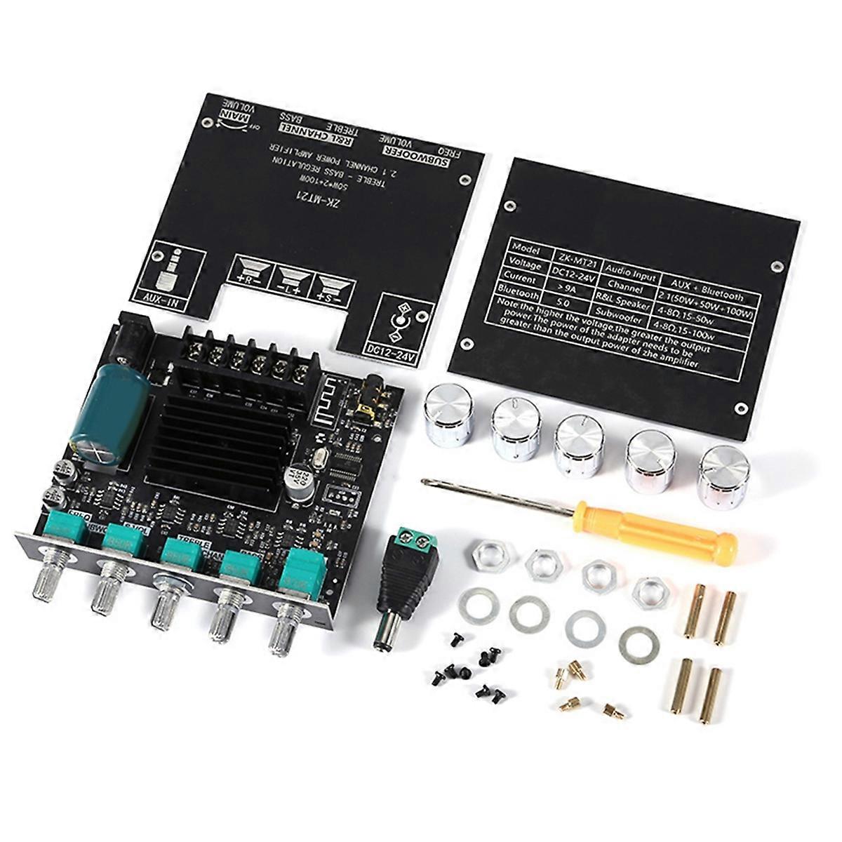 -MT21 Bluetooth 5.0 Amplifier Board 50Wx2+100W 2.1 Channel,Power Audio Stereo AMP Module AUX 2.1 Channel Audio Speaker