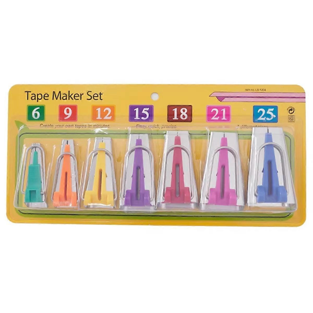 Set of 7 Size Fabric Bias Tape Makers Set 6-25MM Binding Tool Sewing Quilting Supplies DIY Crafts Patchwork Tape Makers