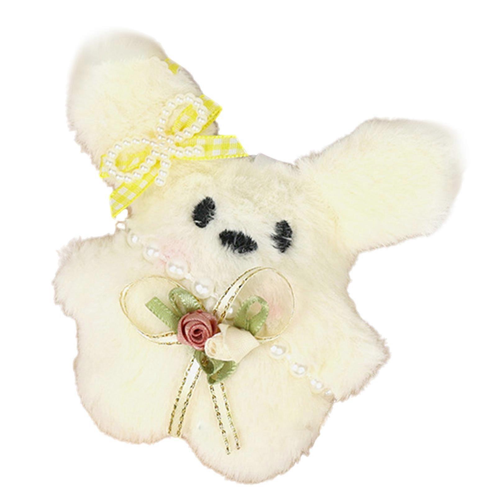 Cute Squeaky Rabbit Plush Keychain Stuffed Animal Keyring Soft Furry Charm for Keys and Bags Stylish Backpack Pendant