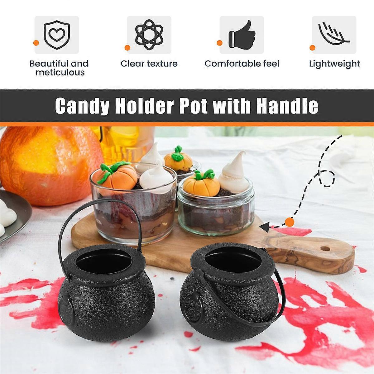 20 Pcs Candy Kettles Witch Skeleton Cauldron Holder Pot with Handle