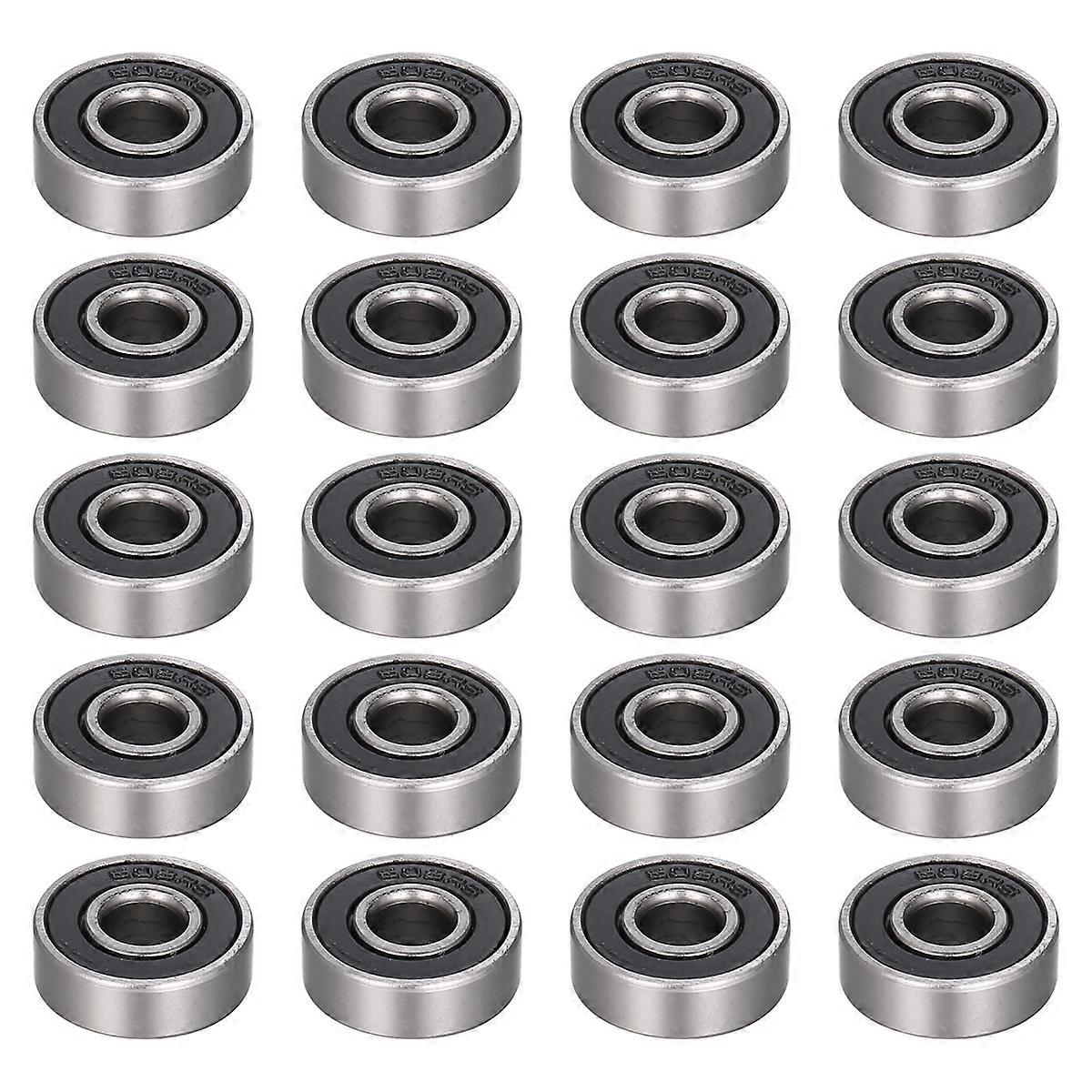 Paquet de 20 608 - Roulement à billes - Double scellé en caoutchouc (8 mm x 22 mm x 7 mm)