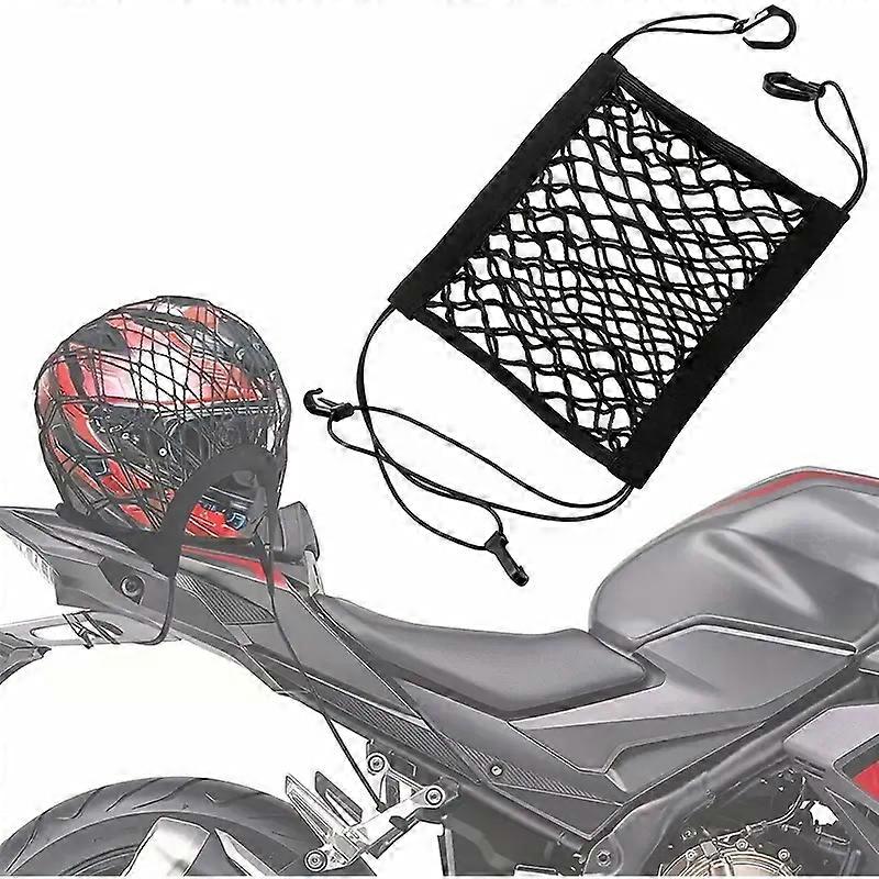 High-Elastic Double-Layer Bungee Net: Versatile & Secure Storage for Motorcycle Helmets, ATVs & Cars with Strong Hooks