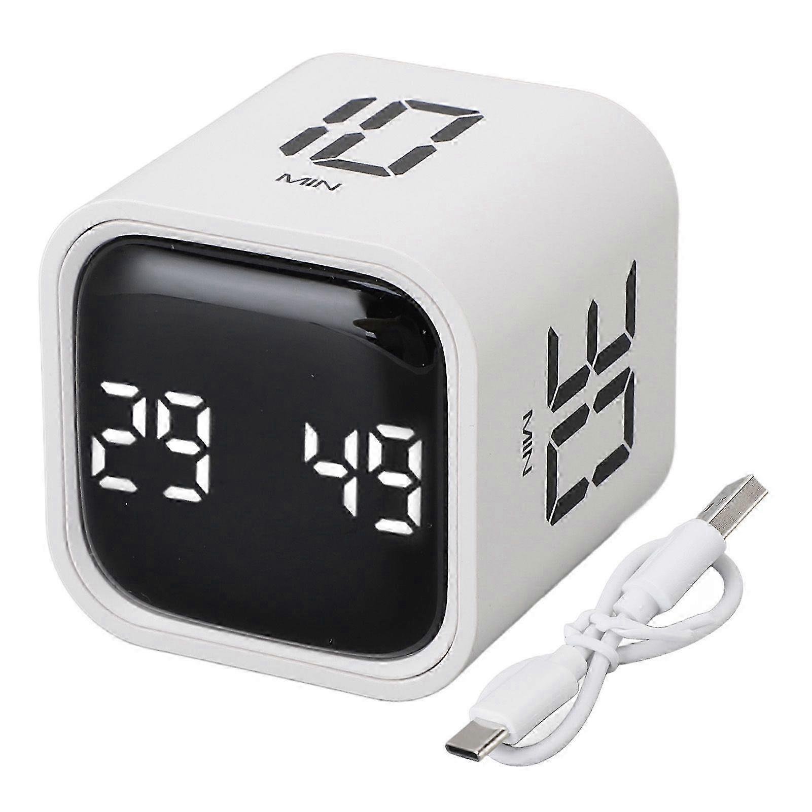 Gravity Timer Professional Silent Operation Digital Cube Timer for Time Management for Work Study Kitchen Meeting White SZRH A-G