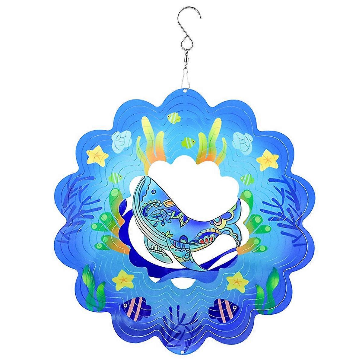 3D Wind Spinner Cetacean 12Inch Garden Laser Cut Hanging Wind Spinner
