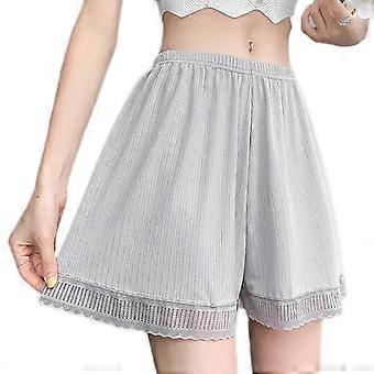 Lace Edge Half Slip Shorts Ropa Interior Pantalón Corto de Seguridad Calzoncillos Verano Hielo Seda Sólido Boyshort Pettipants para Mujer Blanco PS