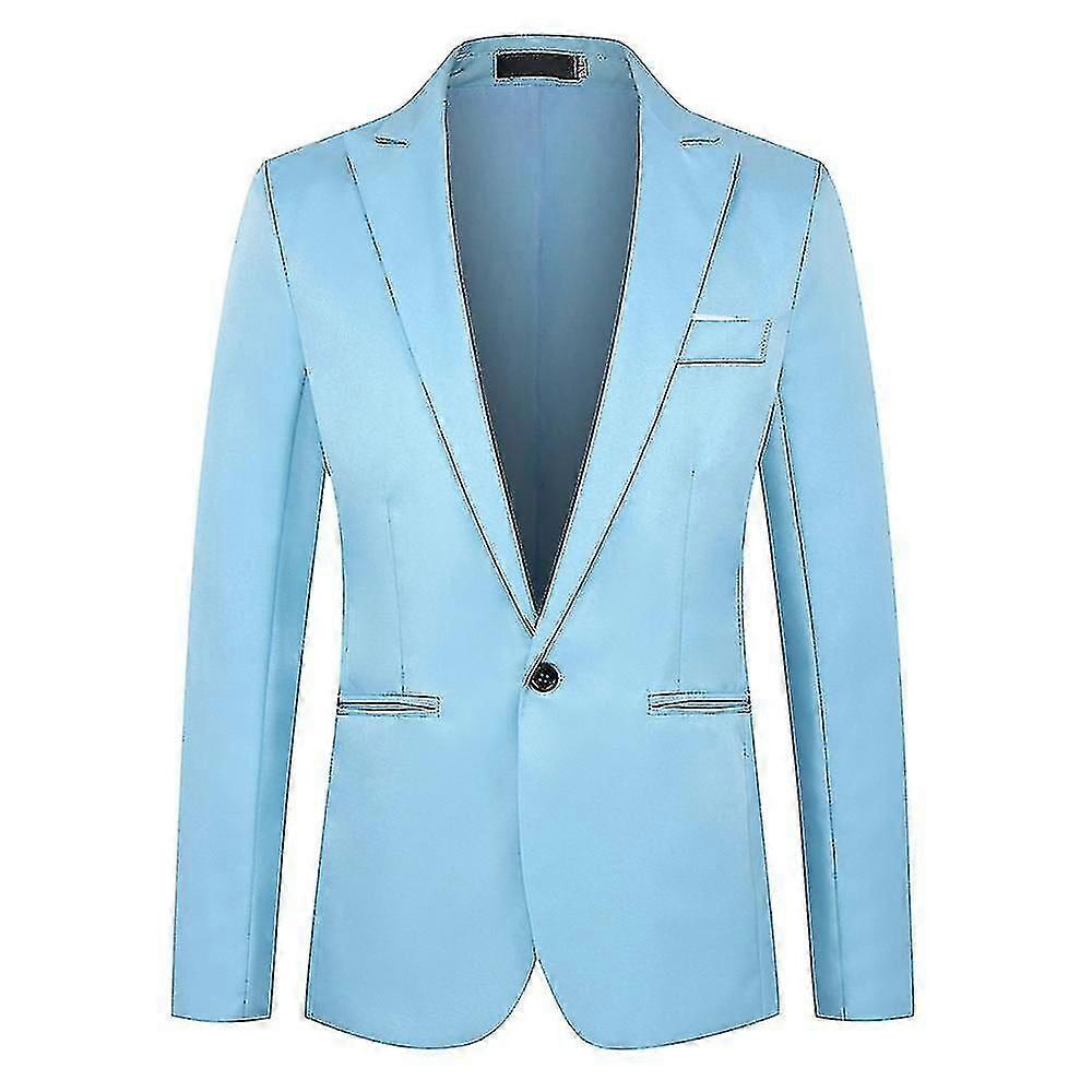 Men One Button Blazer Notched Lapel Formal Party Evening Business Suit Jacket
